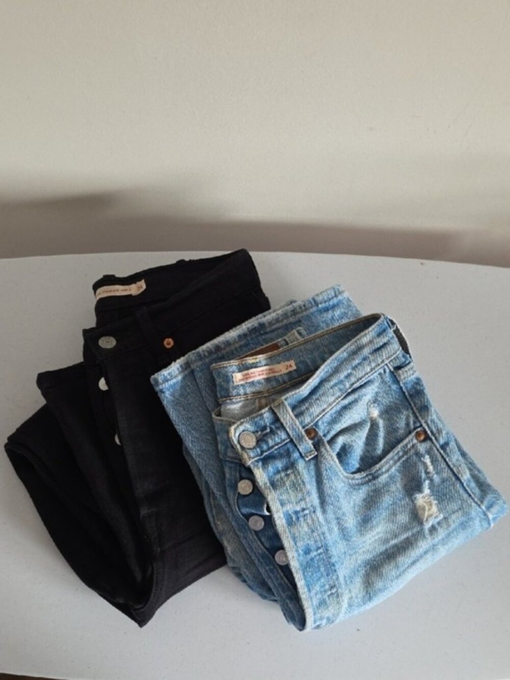 LEVI'S | Set Of 2 Ribcage Straight Ankle Jeans Blue Black Button Fly Sz 24